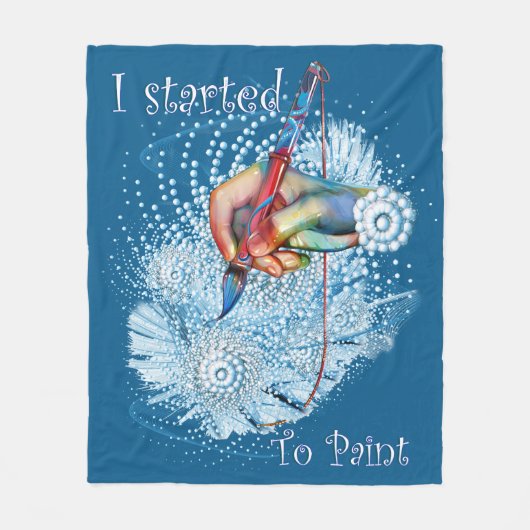 青色振動抽象芸術 フリースブランケット (正面)