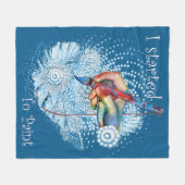 青色振動抽象芸術 フリースブランケット (正面(横))