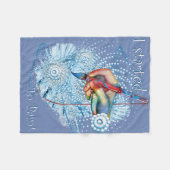 青色振動抽象芸術 フリースブランケット (正面(横))