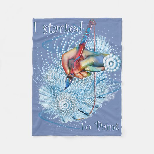 青色振動抽象芸術 フリースブランケット (正面)