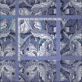 青色新しいアカンサス葉模様織物 ファブリック (タイル)