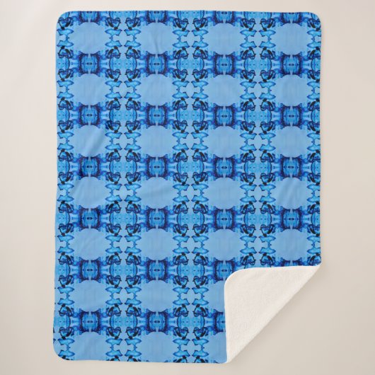 青色染料ハート シェルパブランケット (正面)