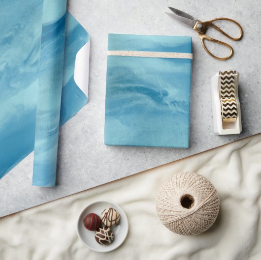 青色染水色包装紙 ラッピングペーパー (クラフト)