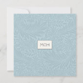 青色植物模様モノグラム サンキューカード (正面)