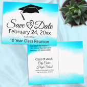 青色水カラー懇親会クラス日付キャップの保存 ポストカード