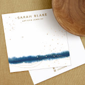 青色水彩耳飾り表示ホルダー スクエア名刺