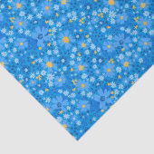 青色水彩花デザイン包装紙 薄葉紙 (詳細)