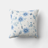 青色水彩花模様 クッション (裏面)