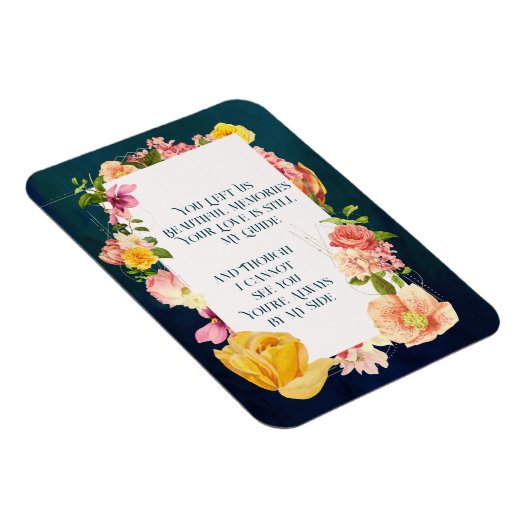 青色水彩葬儀プログラム鮮やかフローラ マグネット (右側)