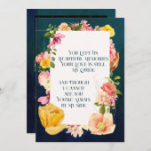 青色水彩葬儀プログラム鮮やかフローラ 招待状 (正面/裏面)