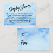 青色水彩表示グラデーションブライダルシャワー エンクロージャーカード (正面/裏面)
