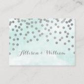 青色水彩銀紙吹雪場所設定カード プレイスカード (裏面)