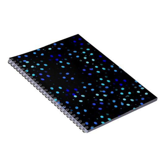 青色水玉模様ブラック銀河系宇宙パタカラフルーン ノートブック (右側)