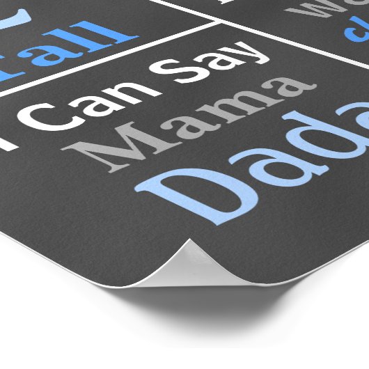 青色水玉模様誕生日黒板ポスター ポスター (角)