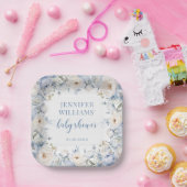 青色水色フローラ男の赤ちゃんシャワー紙プレート ペーパープレート (パーティー)