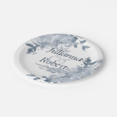 青色水色フローラ結婚の紙プレート ペーパープレート (アングル)