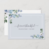 青色水色フローラ結婚サンキューカード サンキューカード (正面/裏面)