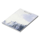 青色水色景観樹葉モノグラム ノートパッド (回転)