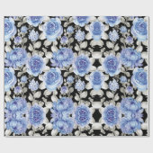 青色水色植物性スケッチヴィンテージ ユニーク ラッピングペーパー (フラット)