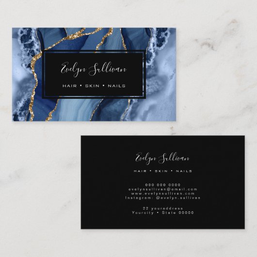 青色水色灰 名刺 (正面/裏面)