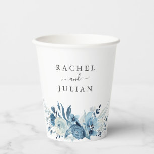 青色水色結婚フローラ 紙コップ