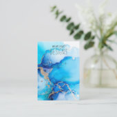 青色水色金ゴールドイヤリングディスプレイカード 名刺 (スタンド正面)