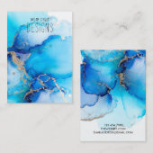 青色水色金ゴールドイヤリングディスプレイカード 名刺 (正面/裏面)