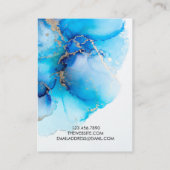 青色水色金ゴールドトレンディーイヤリング表示カード 名刺 (裏面)