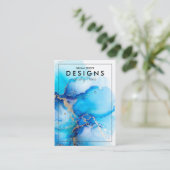 青色水色金ゴールドトレンディーイヤリング表示カード 名刺 (スタンド正面)