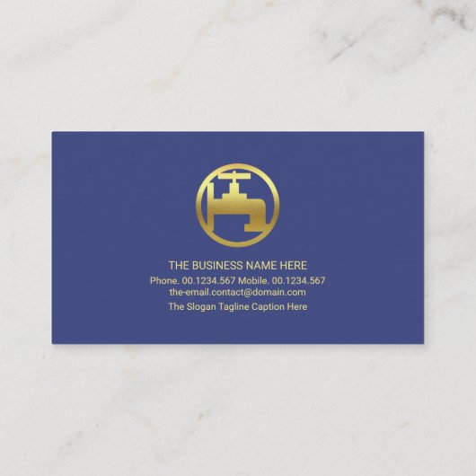 青色水道グランジ金ゴールド水栓フレーム、給排水衛生設備 名刺 (裏面)