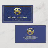 青色水道グランジ金ゴールド水栓フレーム、給排水衛生設備 名刺 (正面/裏面)