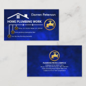 青色水道管路配管工サービス 名刺 (正面/裏面)