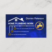 青色水道管路配管工サービス 名刺 (正面)
