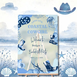 青色沿岸女性のカーボーイバチェロレッテ歓迎パーティー アクリルサイン