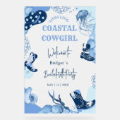 青色沿岸女性のカーボーイバチェロレッテ歓迎パーティー アクリルサイン (正面)