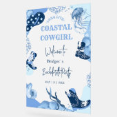 青色沿岸女性のカーボーイバチェロレッテ歓迎パーティー アクリルサイン (傾斜)