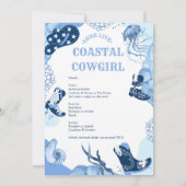 青色沿岸女性のカーボーイバチェロレッテ 招待状 (裏面)