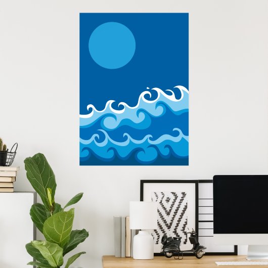 青色波 ポスター (ホームオフィス)