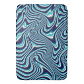 青色流体のマーブ絵画リング バスマット (正面縦)