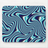 青色流体のマーブ絵画リング マウスパッド (正面)