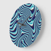 青色流体のマーブ絵画リング ラージ壁時計 (傾斜)
