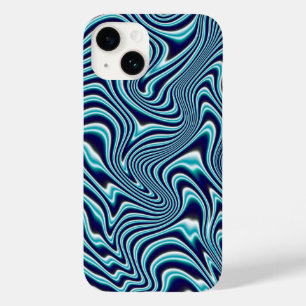 青色流体のマーブ絵画リング Case-Mate iPhone 14ケース