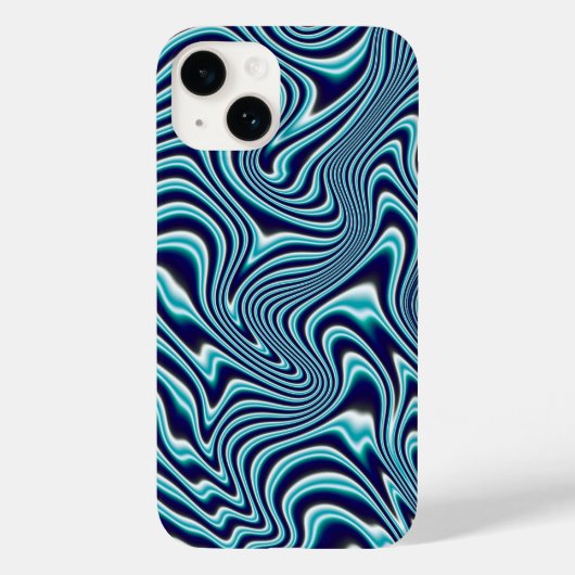 青色流体のマーブ絵画リング Case-Mate iPhoneケース (裏面)