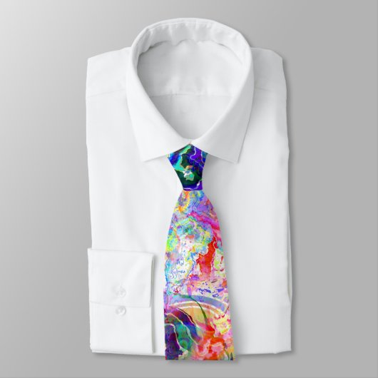 青色流体抽象芸術ろうけつ染めインク染料 ネクタイ (タイ)