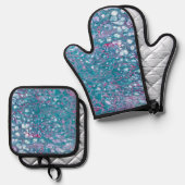 青色流動的な芸術 鍋つかみ&鍋敷きセット (正面/裏面)