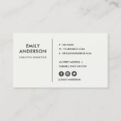 青色海軍クラフトグリーン金ゴールドフローラ水色 名刺 (裏面)