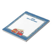 青色消防車パーソナライズされた(ユダヤ教の)バル・ミツバー ノートパッド (回転)