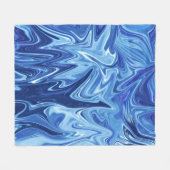 青色液体抽象芸術パターン フリースブランケット (正面(横))