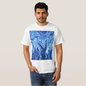 青色液体抽象芸術パターン Tシャツ (正面フル)