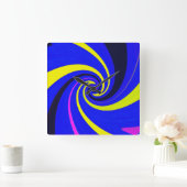 青色渦 スクエア壁時計 (ホーム)